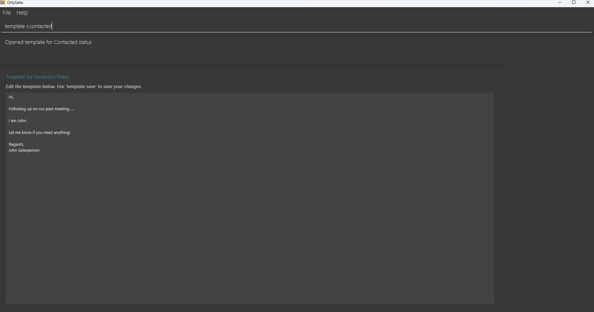Status Template Example